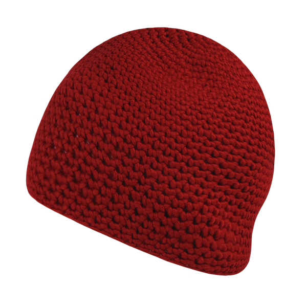 Door Mat Beanie – Textured Knit Winter Cap - Red