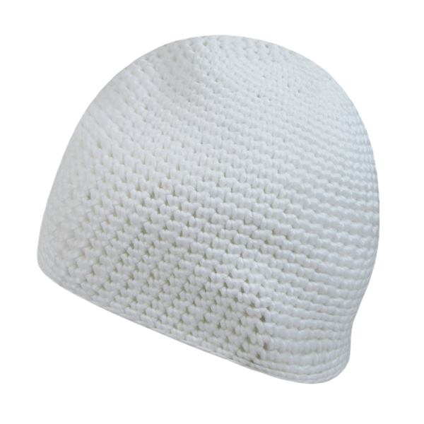 Door Mat Beanie – Textured Knit Winter Cap - WHITE