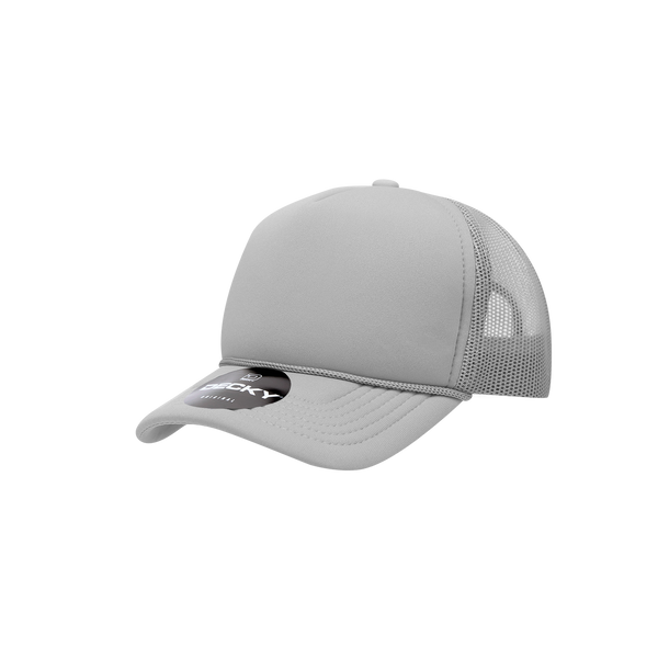 Decky-7010-Youth 5 Panel Mid Profile Structured Foam Trucker - Grey