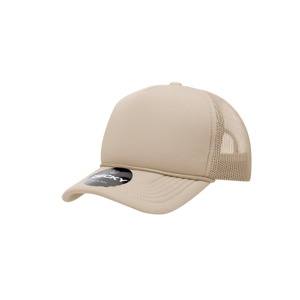 Decky-7010-Youth 5 Panel Mid Profile Structured Foam Trucker - Khaki