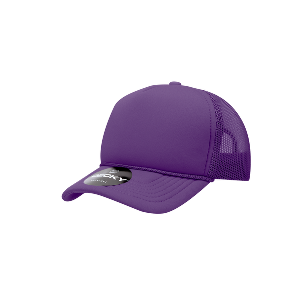 Decky-7010-Youth 5 Panel Mid Profile Structured Foam Trucker - Purple