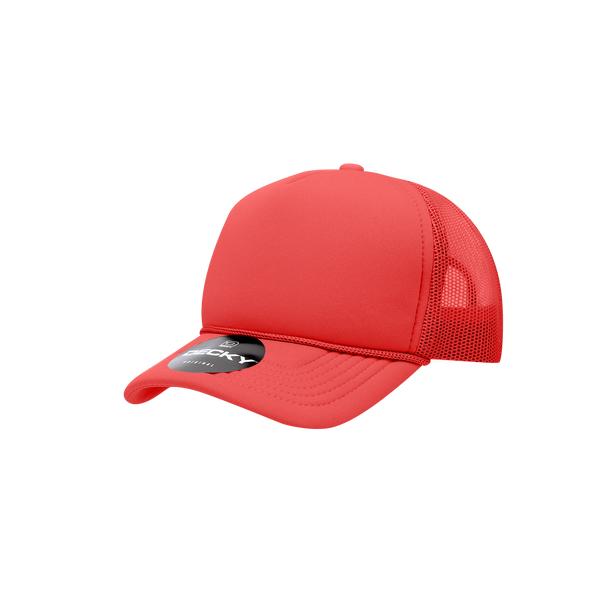 Decky-7010-Youth 5 Panel Mid Profile Structured Foam Trucker - Red