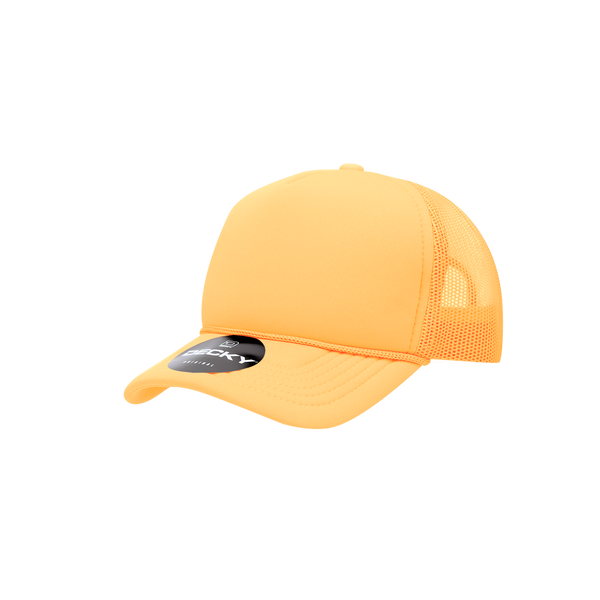 Decky-7010-Youth 5 Panel Mid Profile Structured Foam Trucker - Yellow