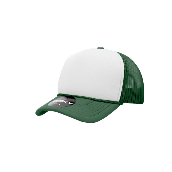 Decky-7010-Youth 5 Panel Mid Profile Structured Foam Trucker - FORWHTFOR