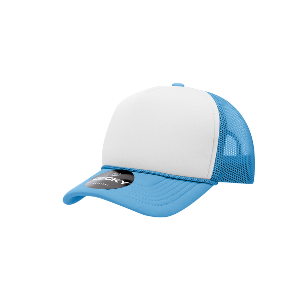 Decky-7010-Youth 5 Panel Mid Profile Structured Foam Trucker - Sky/White/Sky