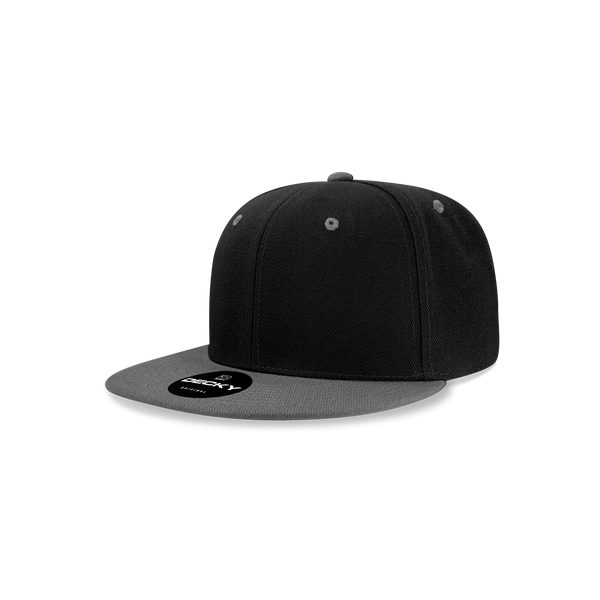 Decky-7011-Youth 6 Panel High Profile Structured Acrylic/Polyester Snapback - Black/Charcoal