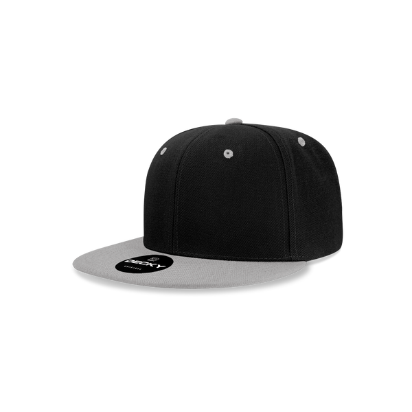 Decky-7011-Youth 6 Panel High Profile Structured Acrylic/Polyester Snapback - Black/Grey