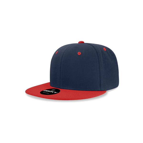 Decky-7011-Youth 6 Panel High Profile Structured Acrylic/Polyester Snapback - Navy/Red