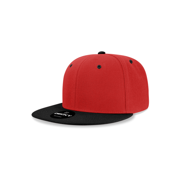 Decky-7011-Youth 6 Panel High Profile Structured Acrylic/Polyester Snapback - Red/Black
