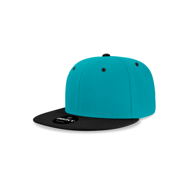 Decky-7011-Youth 6 Panel High Profile Structured Acrylic/Polyester Snapback - Teal/Black