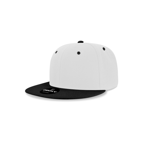 Decky-7011-Youth 6 Panel High Profile Structured Acrylic/Polyester Snapback - White/Black