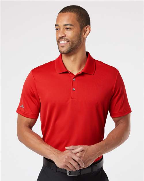 adidas A230 Men's Performance Polo - Collegiate Red - OnModelFront