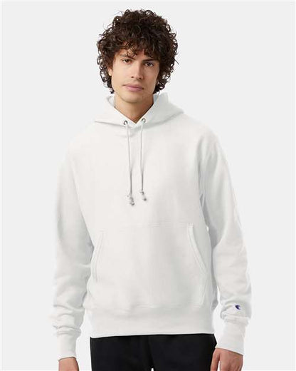 Champion S101 Unisex Reverse Weave® Hooded Sweatshirt - White - OnModelFront