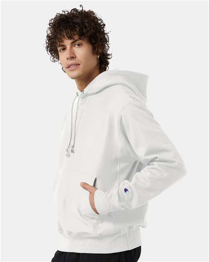 Champion S101 Unisex Reverse Weave® Hooded Sweatshirt - White - OnModelSide