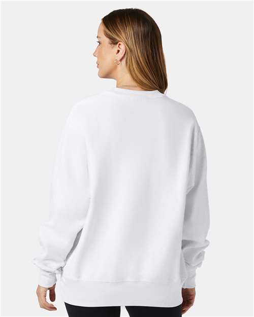 Champion S149 Unisex Reverse Weave® Crewneck Sweatshirt - White - OnModelBack