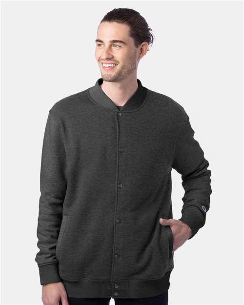 Champion CO100 Unisex Bomber Jacket - Charcoal Heather - OnModelFront