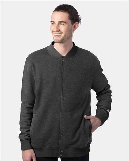 Champion CO100 Unisex Bomber Jacket - Charcoal Heather - OnModelFront