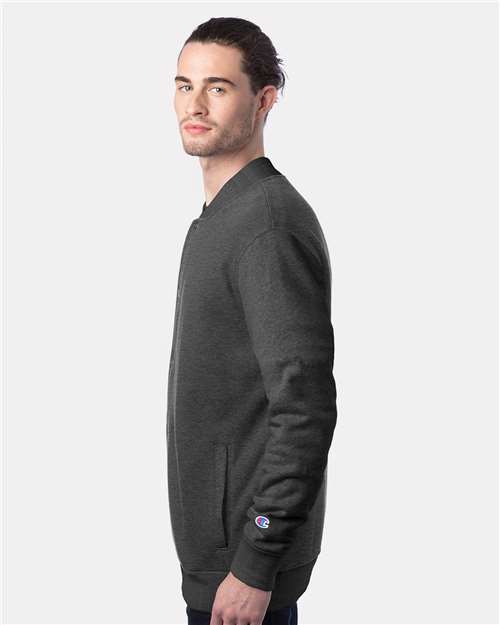 Champion CO100 Unisex Bomber Jacket - Charcoal Heather - OnModelSide