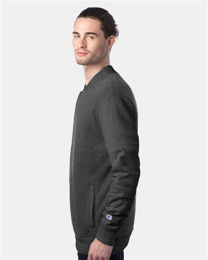 Champion CO100 Unisex Bomber Jacket - Charcoal Heather - OnModelSide