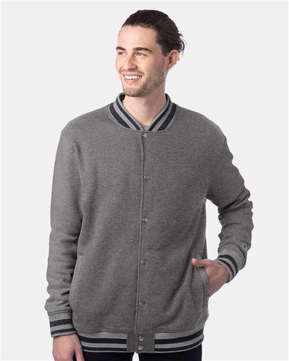 Champion CO100 Unisex Bomber Jacket - Oxford Grey/ Charcoal Heather - OnModelFront