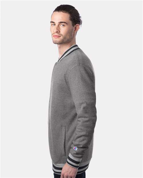Champion CO100 Unisex Bomber Jacket - Oxford Grey/ Charcoal Heather - OnModelSide