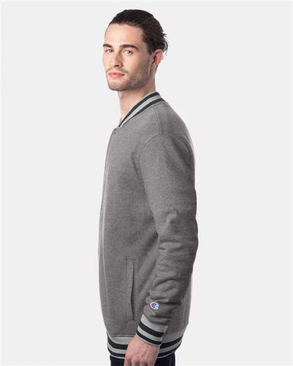 Champion CO100 Unisex Bomber Jacket - Oxford Grey/ Charcoal Heather - OnModelSide