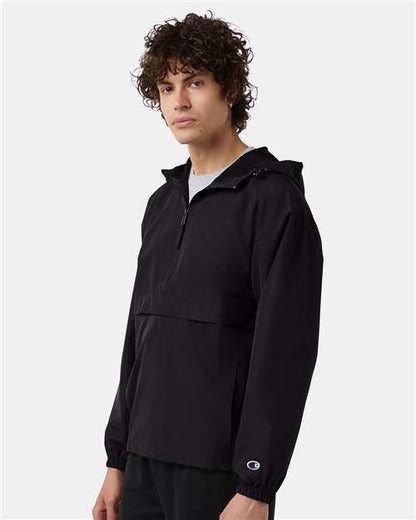 Champion CO200 Unisex Packable Anorak Jacket - Black - OnModelSide