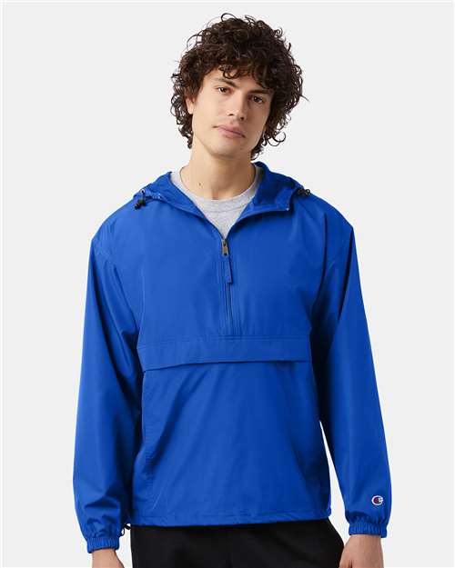 Champion CO200 Unisex Packable Anorak Jacket - Royal Blue - OnModelFront