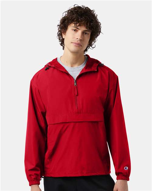 Champion CO200 Unisex Packable Anorak Jacket - Scarlet - OnModelFront