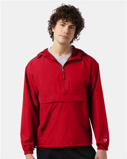 Champion CO200 Unisex Packable Anorak Jacket - Scarlet - OnModelFront