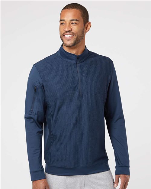 adidas A295 Men's Textured Quarter-Zip Pullover - style view