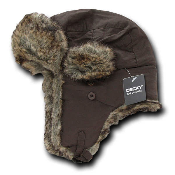 Faux Fur Aviator Hat – Warm Winter Trapper Cap - Brown