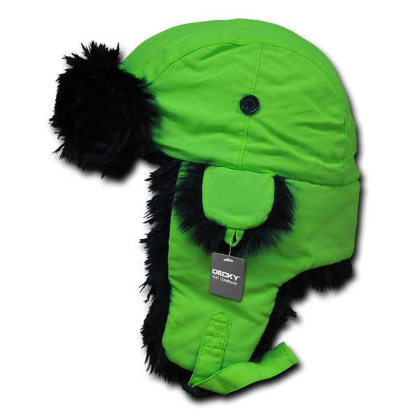 Neon Aviator Hat – Adjustable Winter Trapper Cap | 778 - Neon Green/Black