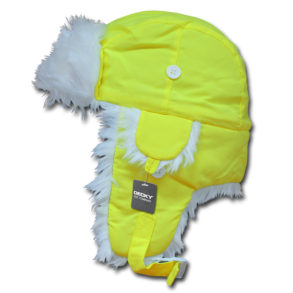 Neon Aviator Hat – Vibrant Winter Cap with Faux Fur - Neon Yellow/White