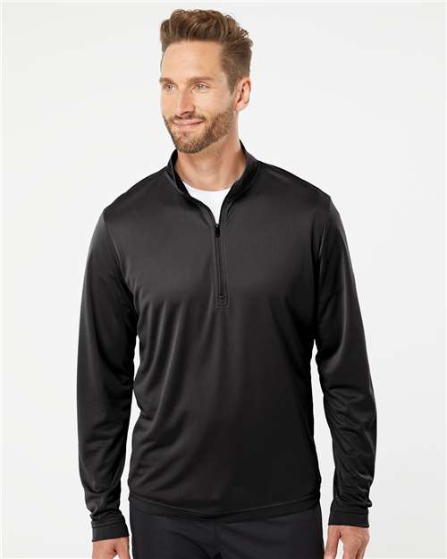 adidas A401 Men's Ultimate365 Lightweight Quarter-Zip Pullover - Black - OnModelFront