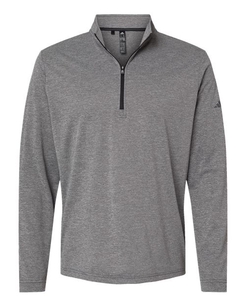 adidas A401 Men's Ultimate365 Lightweight Quarter-Zip Pullover - Black Heather - Front
