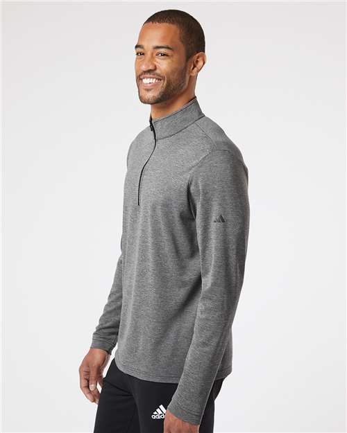 adidas A401 Men's Ultimate365 Lightweight Quarter-Zip Pullover - Black Heather - OnModelSide