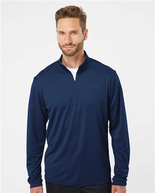 adidas A401 Men's Ultimate365 Lightweight Quarter-Zip Pullover - Collegiate Navy - OnModelFront