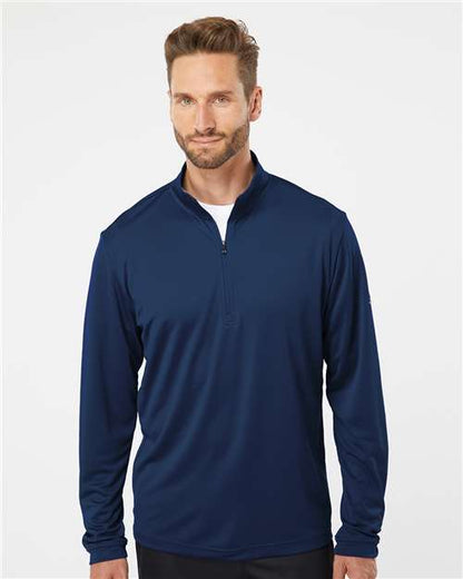 adidas A401 Men's Ultimate365 Lightweight Quarter-Zip Pullover - Collegiate Navy - OnModelFront
