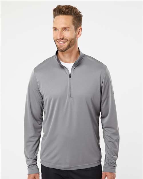 adidas A401 Men's Ultimate365 Lightweight Quarter-Zip Pullover - Grey Three - OnModelFront