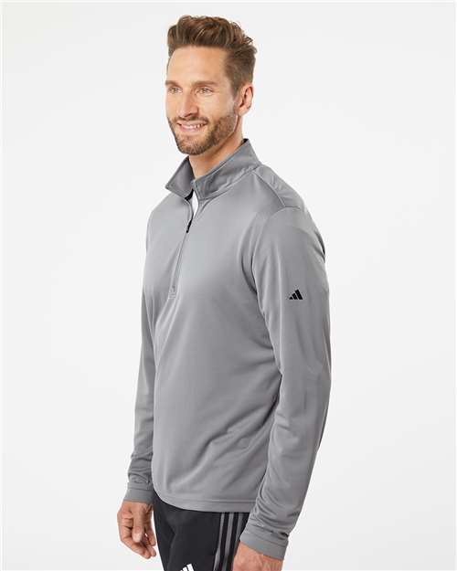 adidas A401 Men's Ultimate365 Lightweight Quarter-Zip Pullover - Grey Three - OnModelSide