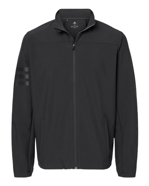 adidas A267 Men's Wind Resistant Full-Zip Jacket - Black/ Black - Front