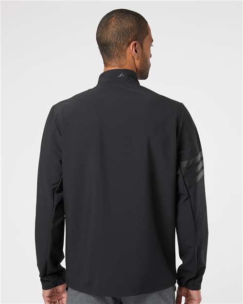 adidas A267 Men's Wind Resistant Full-Zip Jacket - Black/ Black - OnModelBack