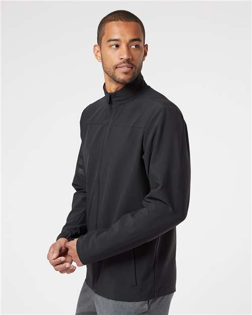 adidas A267 Men's Wind Resistant Full-Zip Jacket - Black/ Black - OnModelSide