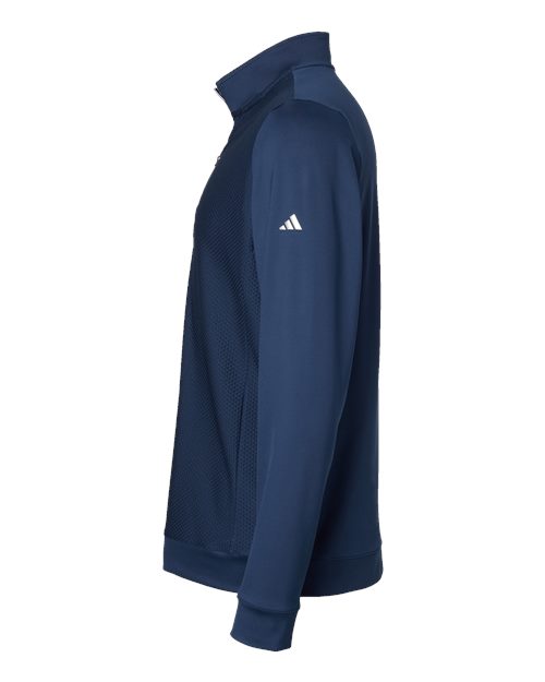 adidas A295 Men's Textured Quarter-Zip Pullover - Collegiate Navy - DirectSide