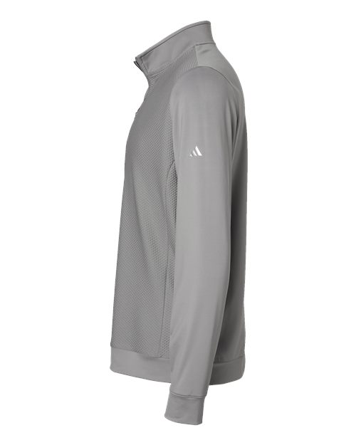 adidas A295 Men's Textured Quarter-Zip Pullover - Grey Three - DirectSide