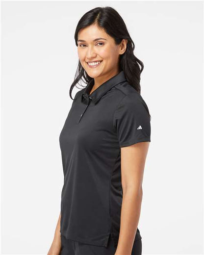 adidas A325 Women's 3-Stripes Shoulder Polo - Black/ White - OnModelSide