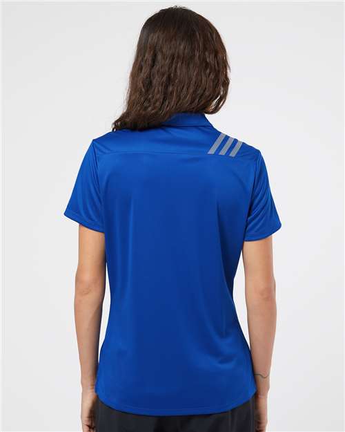 adidas A325 Women's 3-Stripes Shoulder Polo - Collegiate Royal/ Grey Three - OnModelBack