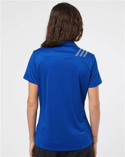 adidas A325 Women's 3-Stripes Shoulder Polo - Collegiate Royal/ Grey Three - OnModelBack