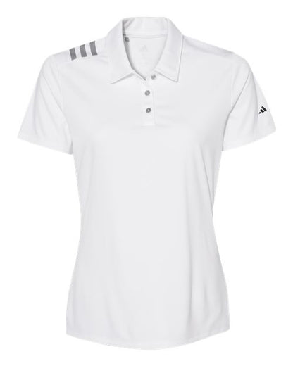 adidas A325 Women's 3-Stripes Shoulder Polo - White/ Black - Front